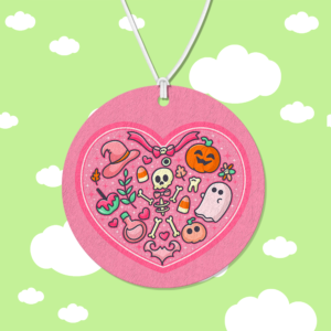 Pink Skeleton Heart Air Freshener